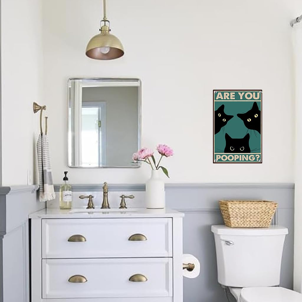 ZIBUYU Funny Black Cat Wall Art for Home Decor and Gift Lovers | Modern Cat Artwork