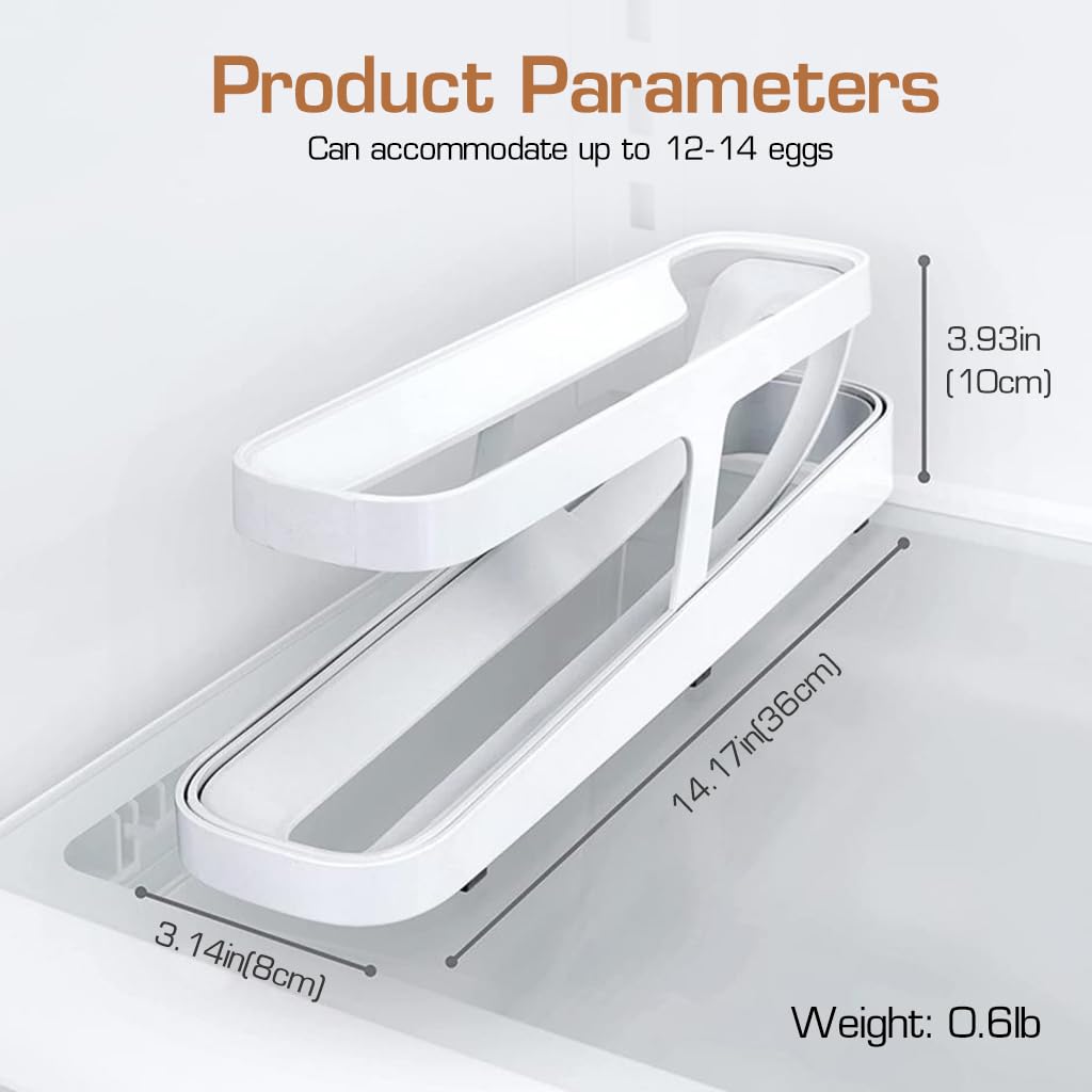 Supvox Egg Holder for Refrigerator with Auto Rolling Double Layer Design 12–14 Eggs | PP Storage Box