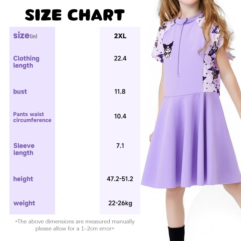SNOWIE SOFT Kuromi Girls Swimsuit for Swimming and Beach | 120-130cm Quick-Dry UV Protection