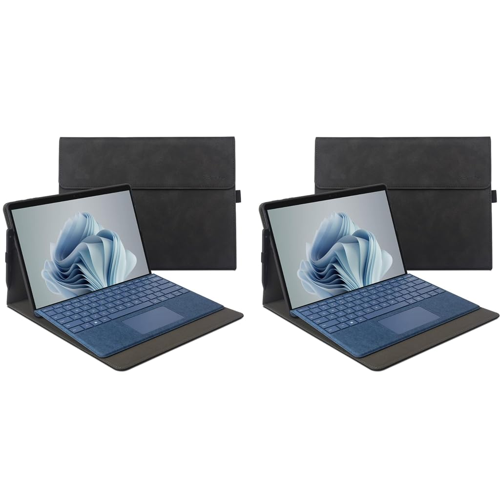 ZORBES Laptop Case for Surface Pro 9 13 inch with Flip Open Design and TPU Protection | Black 2 PCS