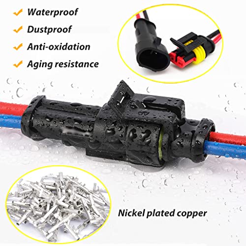 ZIBUYU® 20 Set 2 Pin Car Electrical Wire Connectors Waterproof Automotive Quick Connect 2 Way 16-22 AWG Male Female Plug for Truck Boat Motorcycle 3PCS