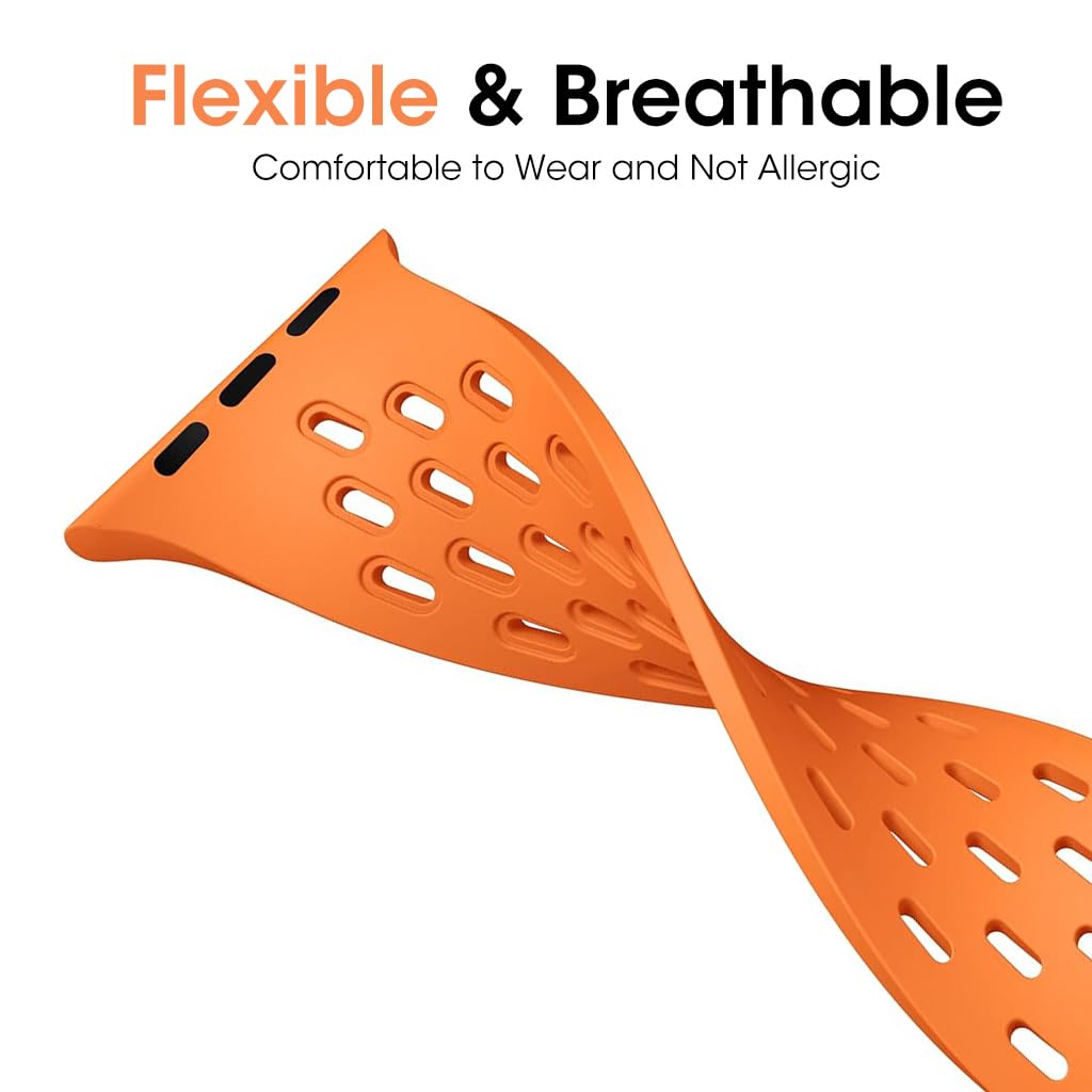 ZORBES Watch Band for Apple Watch 41mm 40mm 38mm with Magnetic Clasp | 2pcs Black & Orange Silicone Straps