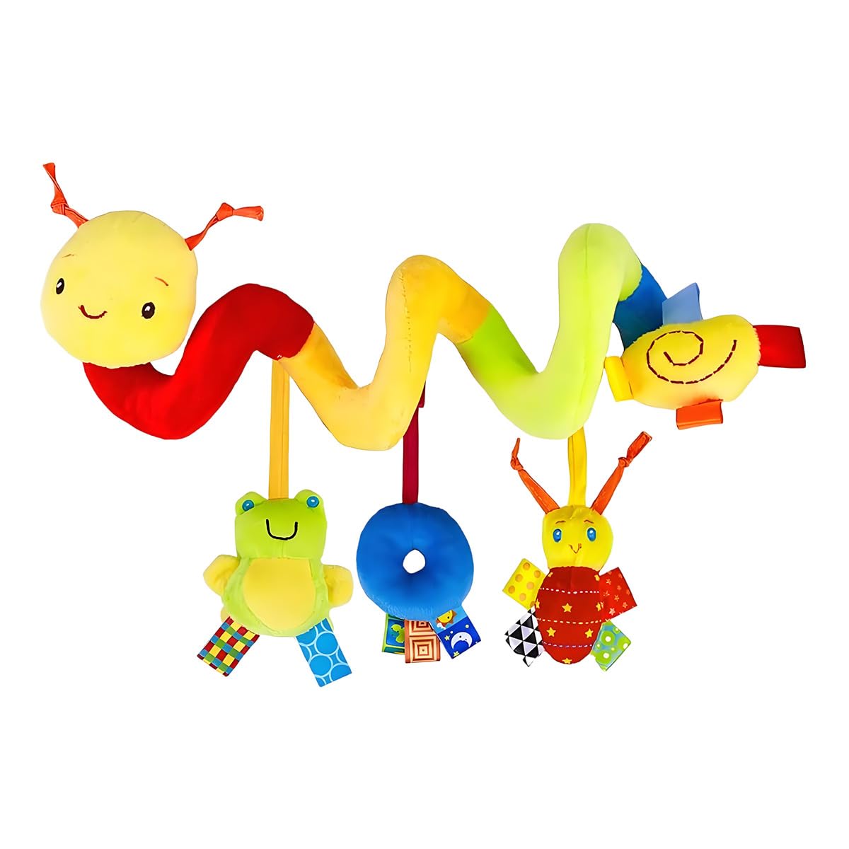 SNOWIE SOFT Caterpillar Crib Toy for Stroller Use with Spiral Wrap Design and Plush Fabric | Sensory Activity Toy for Babies 6 to 12 Months