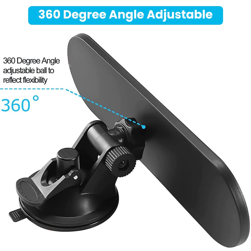 PROBEROS Rear View Mirror for Driving Test with 360° Rotation and Suction Cup | 220×65 mm