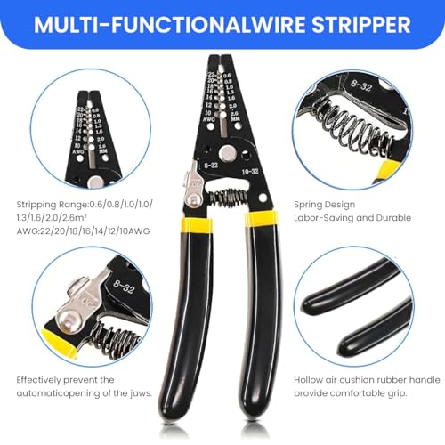 Serplex® Solar Crimper Tool Kit Wire Stripper Crimping with Bag 5 Pairs MC4 Connectors Spanner Wrench for Panel Cable Assembly and Installation 2 PCS