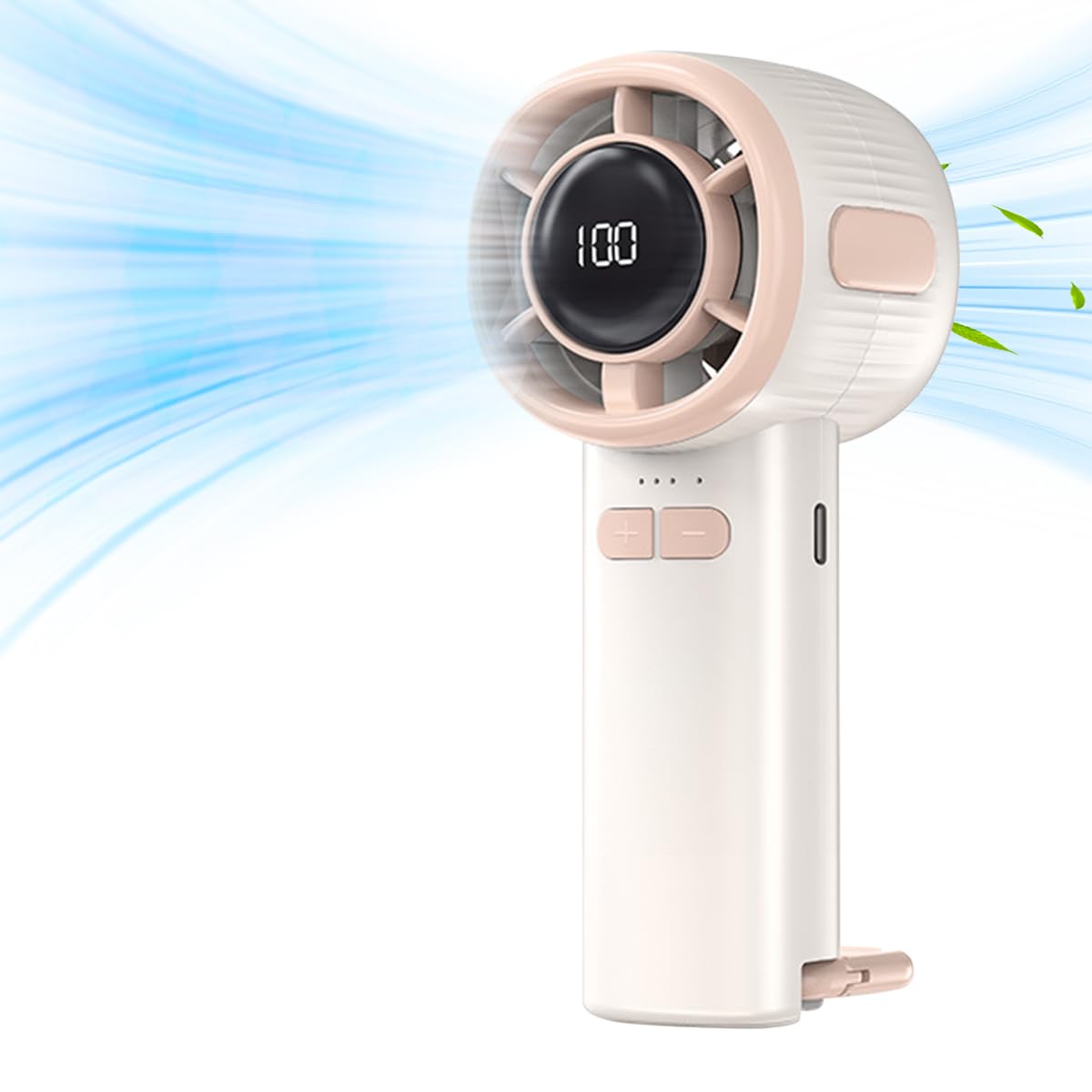 Verilux USB Handheld Fan for Travel and Hiking featuring Stepless Airflow with Digital Display