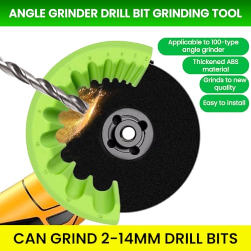 Serplex® Multi-Specification Drill Bit Sharpener Jig for Angle Grinder, 10 Groove Universal Attachment, 2-14mm, Precision Grinding Guide, Durable ABS Tool for Home DIY & Professional Use 2 PCS