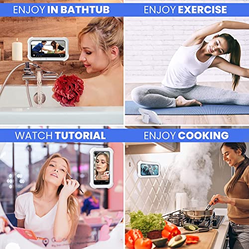 ZORBES Shower Phone Holder Waterproof, Anti-Fog Universal Phone Stand Case with HD Touch Screen and 480°Rotation Design, Bathroom Wall Mount Waterproof Pouch for iPhone 14 13 12 11 Pro Max XS XR