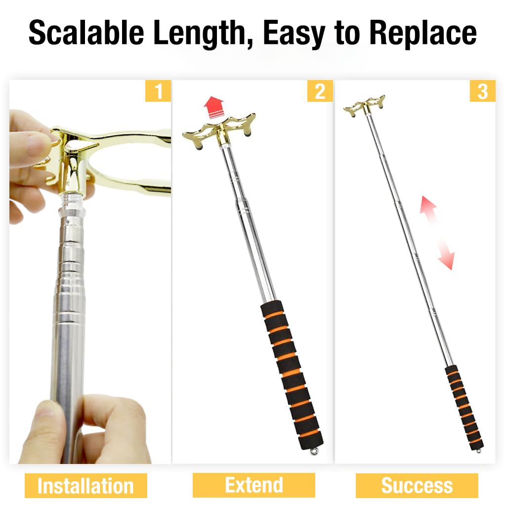 Proberos Billiards Bridge Stick for Precision Cue Control with 59 in Telescopic Shaft and Brass Spider Head