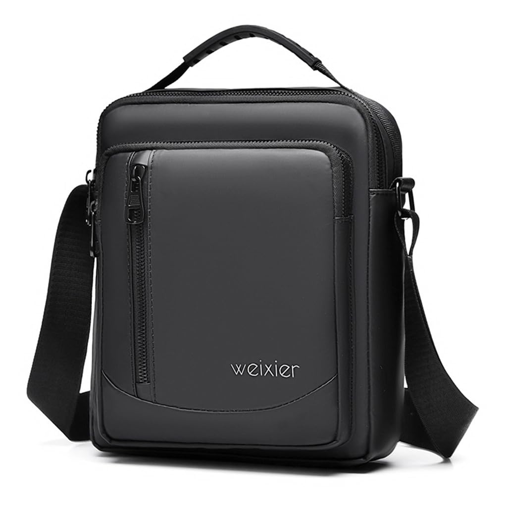 GUSTAVE Sling Bag for Men with Adjustable Strap and Handle 19×7×24 cm PU Black | Commuting