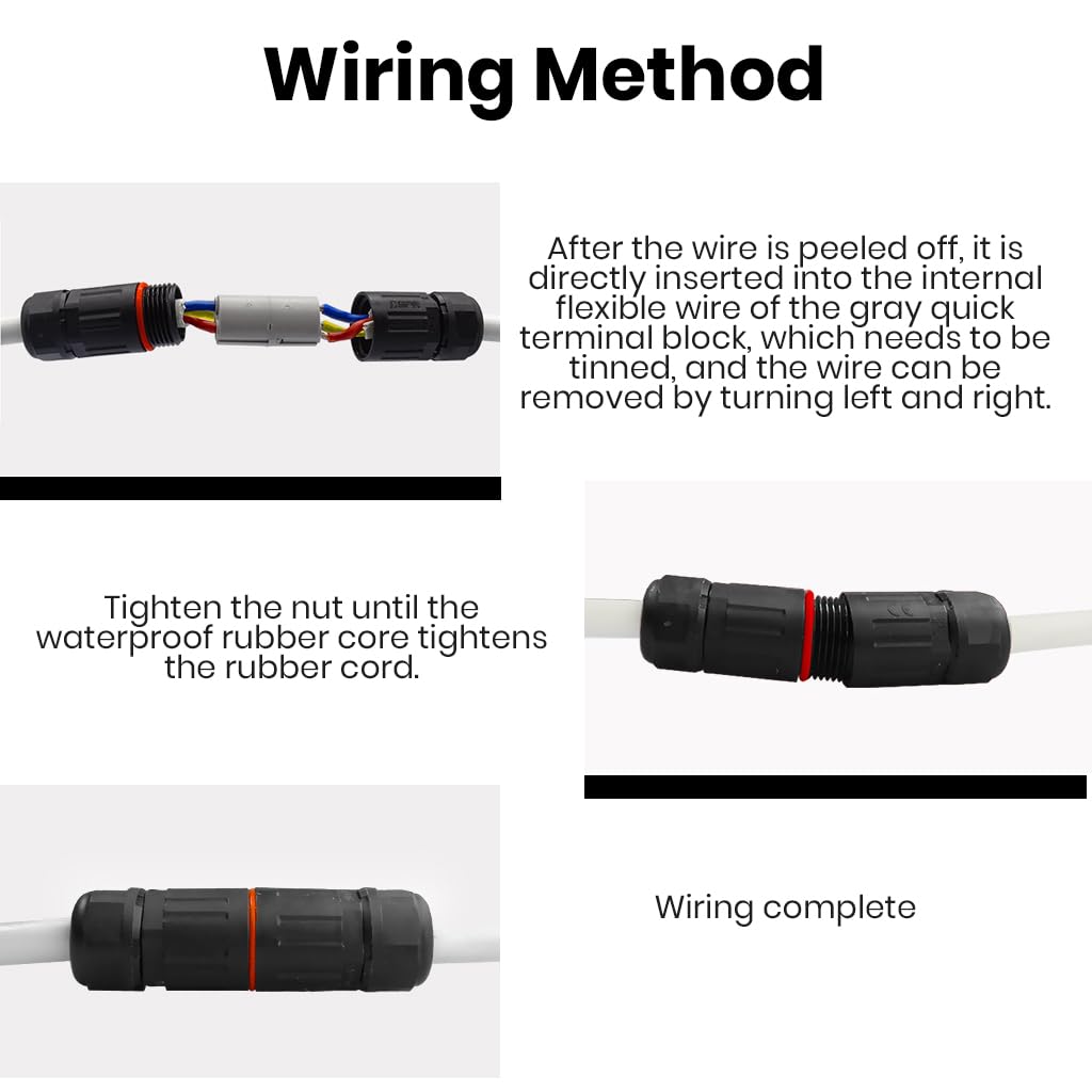 Serplex Electrical 3 Pin Plug Connector for Indoor and Outdoor Use with Flame Retardant Nylon and Brass | Easy Push In Terminal Block 4PCS