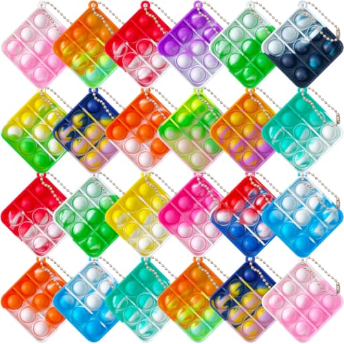 PATPAT® Kids Party Favors Fidget Bulk 24 Pack Mini Pop Fidget Keychain Its Birthday Party Favors for Kids 4-8,8-12