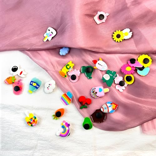 MAYCREATE® 90PCS Assorted Cartoon Slippers Charms For Girls Rubber Clogs Casual Decoration Fashion Black