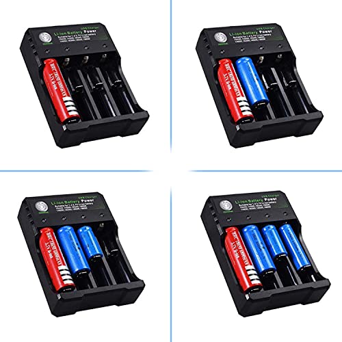 HASTHIP® 18650 Battery Charger 4 Bay Fast Charge, for 3.7V Li-ion TR IMR 10440 14500 16650 14650 18350 18500 16340(RCR123) Batteries, Intelligent Universal Rechargeable Battery Charger with AC Plug