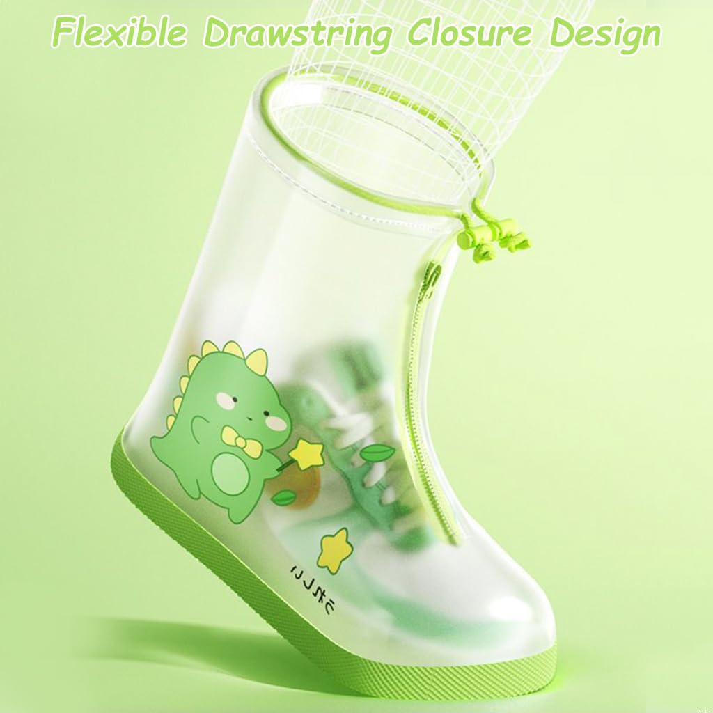 SNOWIE SOFT Clear Shoe Cover for Rain with Zip Up and Drawstring Closure | 23.5cm Kids Pair