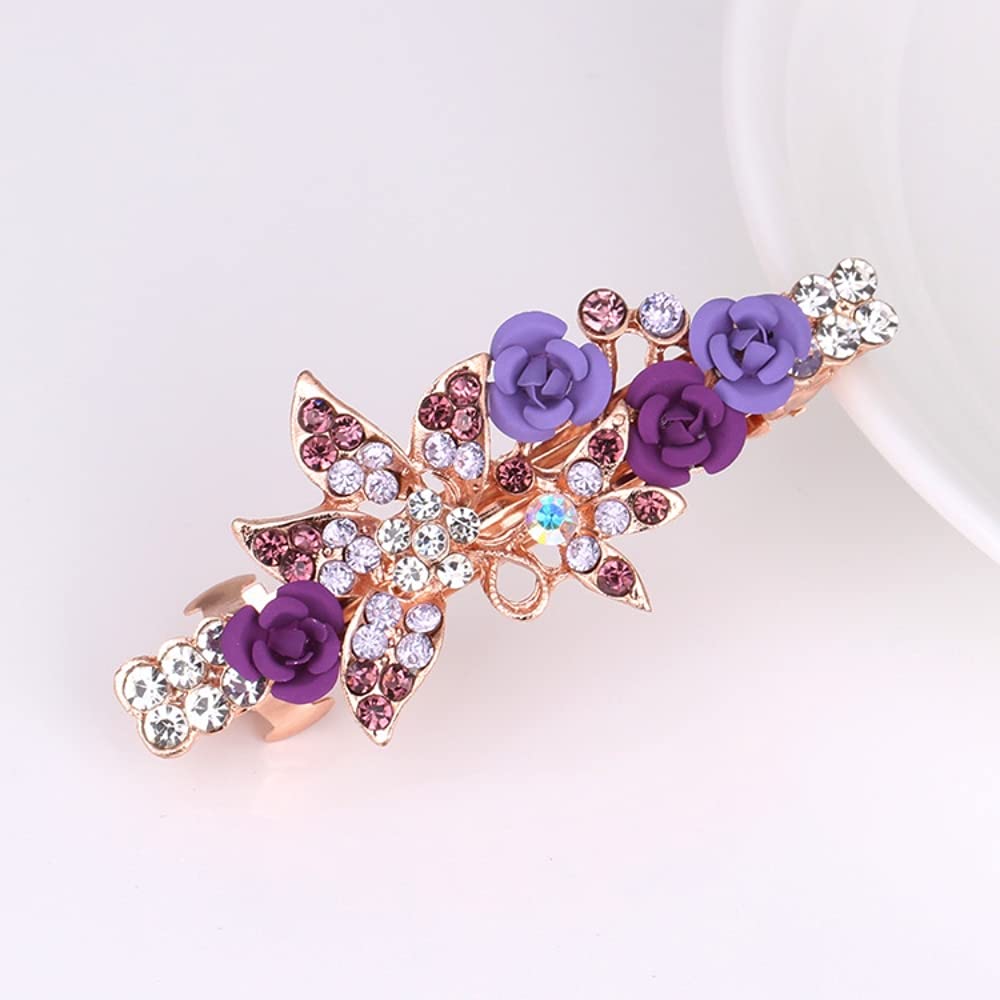 MAYCREATE Hair Clips for Women with Rhinestone Floral Design 6PCS Alloy Set | Retro Style