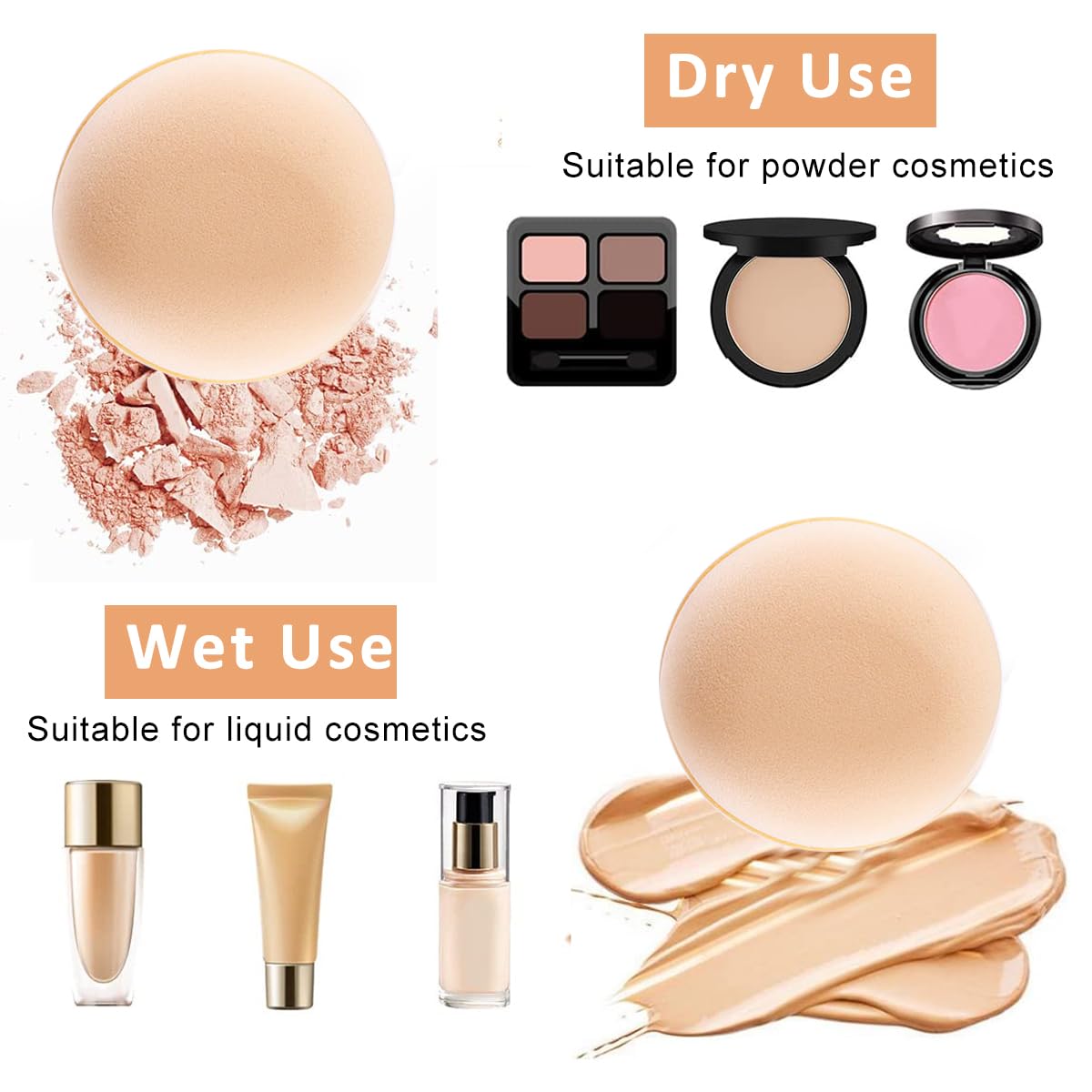 MAYCREATE 4Pcs Makeup Sponge Puff Non Latex Polyurethane Makeup Sponge Puff Dry & Wet Use Beauty Blender Sponge Butterfly Wing Beauty Sponge Blender Sponge