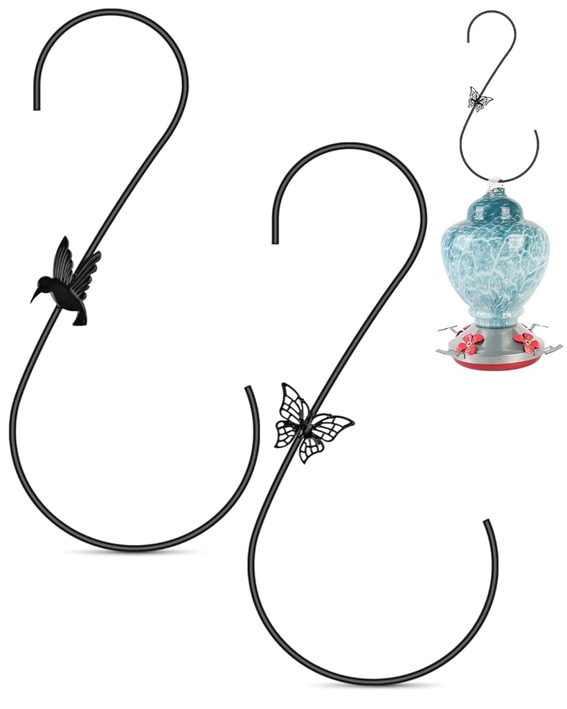 HASTHIP® 2Pcs Metal S Hooks for Hanging Bird Feeder 12'' S Metal Hooks  Bird Feeder Hanging Hooks Planter Pots Ceiling Hanging Hooks Decorative Metal S Hooks Utility Large S Hooks