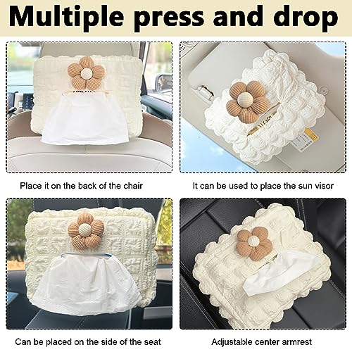 STHIRA® Car Tissue Holder, Universal Car Tissue Paper Holder Cute Flower Car Tissue Box Holder Car Back Seat Hanging Tissue Box Holder for Car, Backseat Tissue Paper Box with Quick Relase Buckle