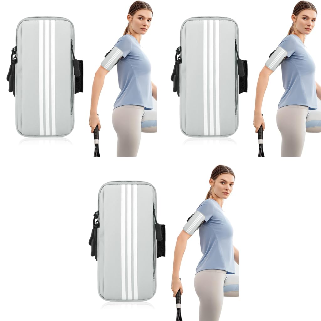 Optifit Waterproof Running Armband Phone Holder for 6.7 in Smartphones with Elastic Strap | Grey 3 pcs