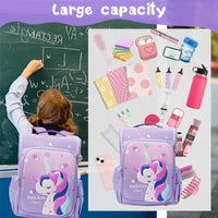 PALAY® School Backpack for Girls, Unicorn Cartoon School Backpack Large Capacity Girls Backpack for School, Travel, Camping, Burden-relief School Backpack for Kids 6-12 Years Old
