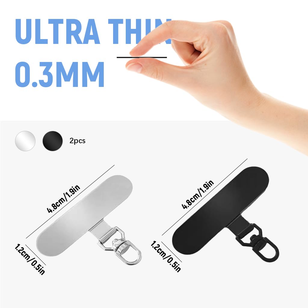 ZORBES Phone Tether Tab for Universal Smartphones featuring 360° Rotatable Metal Ring | 2Pcs Set