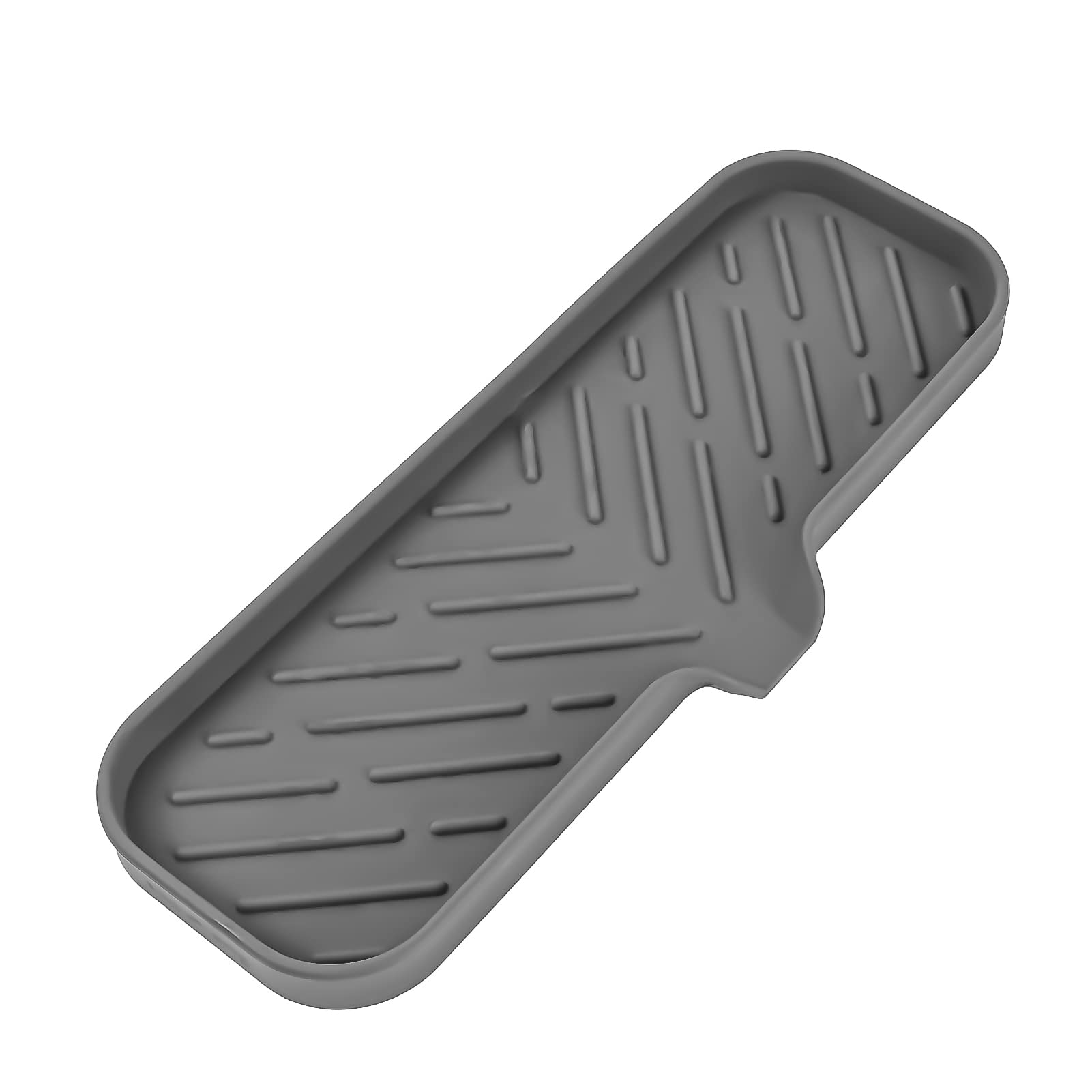 ZIBUYU Multi Purpose Sink Drainer Mat for Kitchen with Angled Drain Spout | Non Slip Silicone Organizer Tray