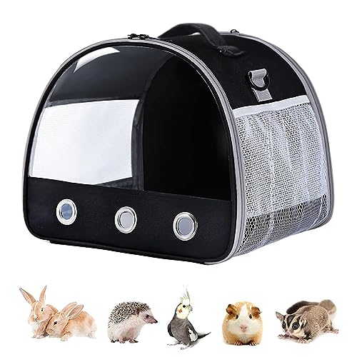 Qpets® Small Pet Carrier Guinea Pig Carrier with Handle & Detachable Shoulder Strap Guinea Pig Carrier with Clear Window Breathable Pet Carrier for Guinea Pig/Rabbits/Ferret/Chinchilla/Bunny