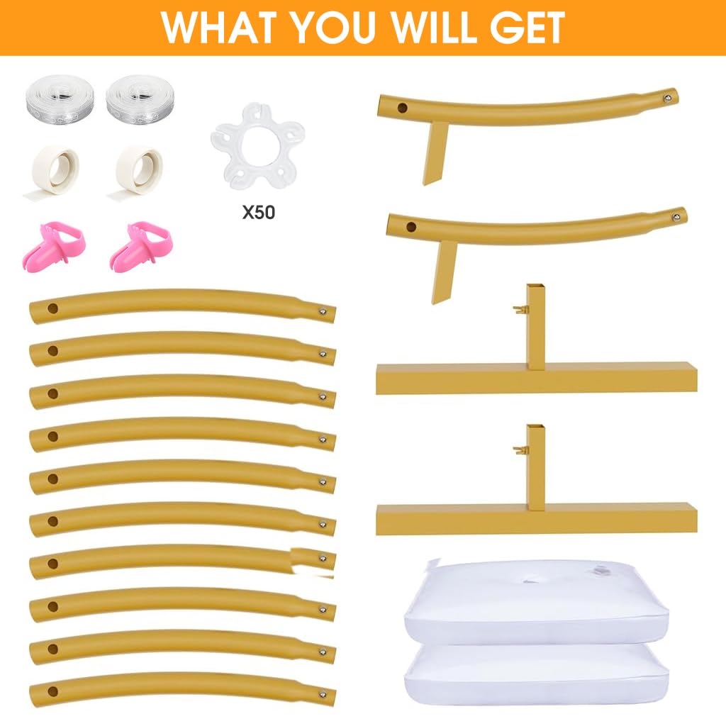 HASTHIP Balloon Arch Stand for Wedding and Party Decor featuring 6.56ft Frame | Gold Steel Backdrop