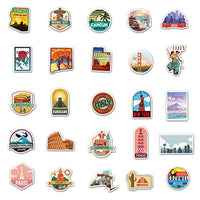 ZIBUYU® Scrapbook Stickers Set World Travel Scenery Theme Sticker for DIY Crafts Photo Album Stickers Art Aesthetic Stickers Skateboard Stickers Phone Case Sticker - 50 Pieces