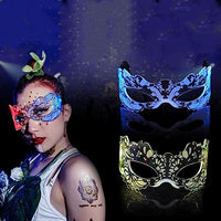 PATPAT® LED Mask, 7 Color Flashing Masquerade LED Glasses Halloween Mask Glow In The Dark Party Supplies Halloween Costume Light Up Halloween Mask Light Up Glasses Fit Halloween Decorations