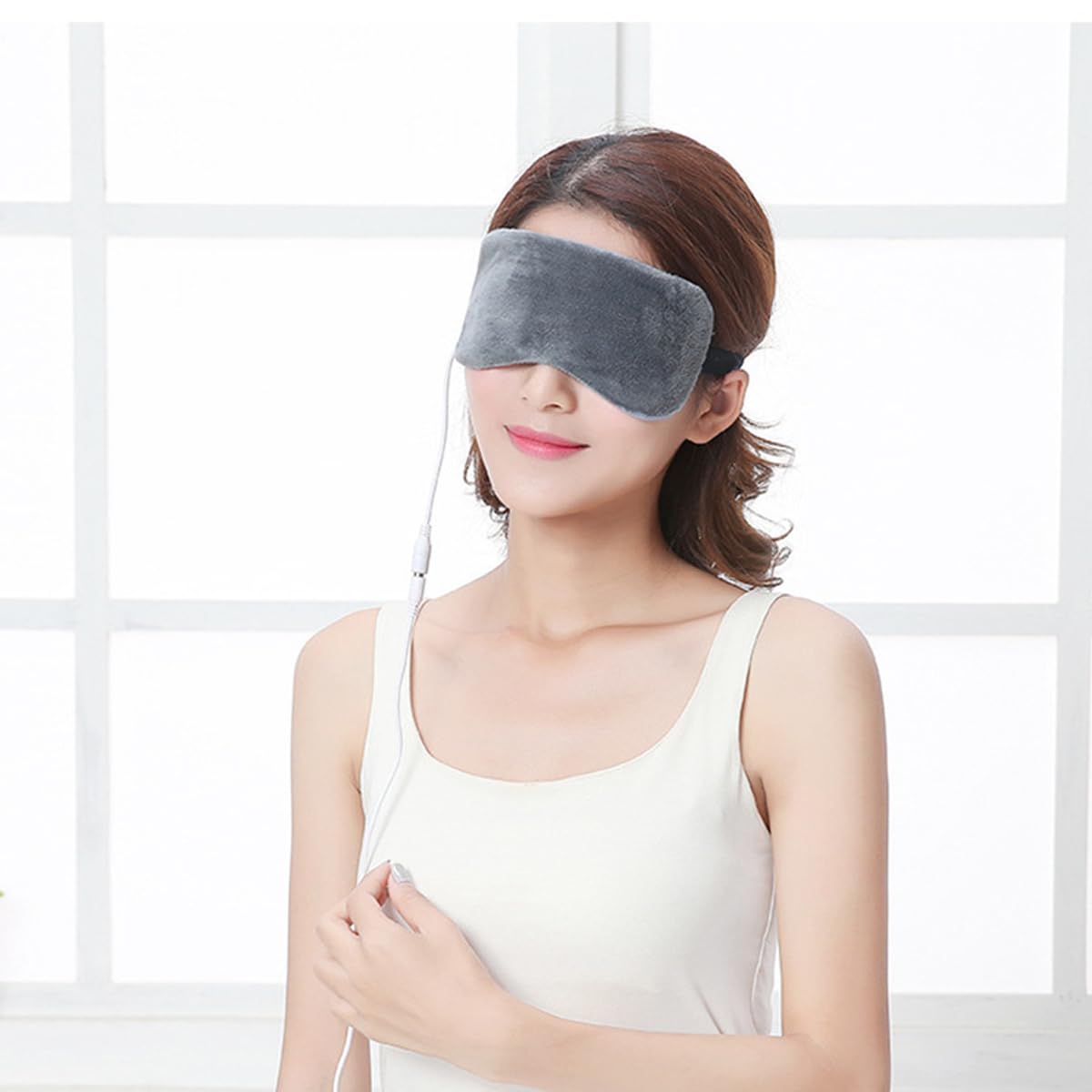 HANNEA Heated Eye Mask for Sleep with 5 Level Temperature and Timer Control | Grey
