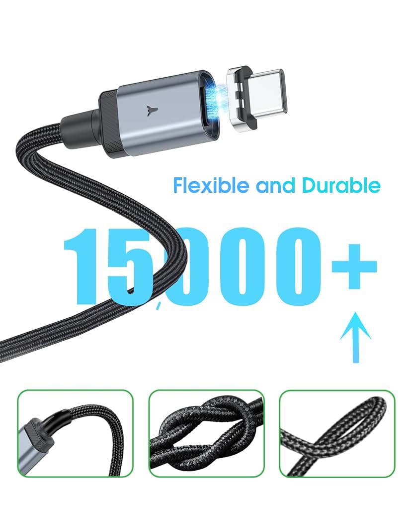 ZORBES USB C Cable for iPhone 3.3ft PD 60W Fast Charging with Magnetic Connectors | Nylon Braided Design
