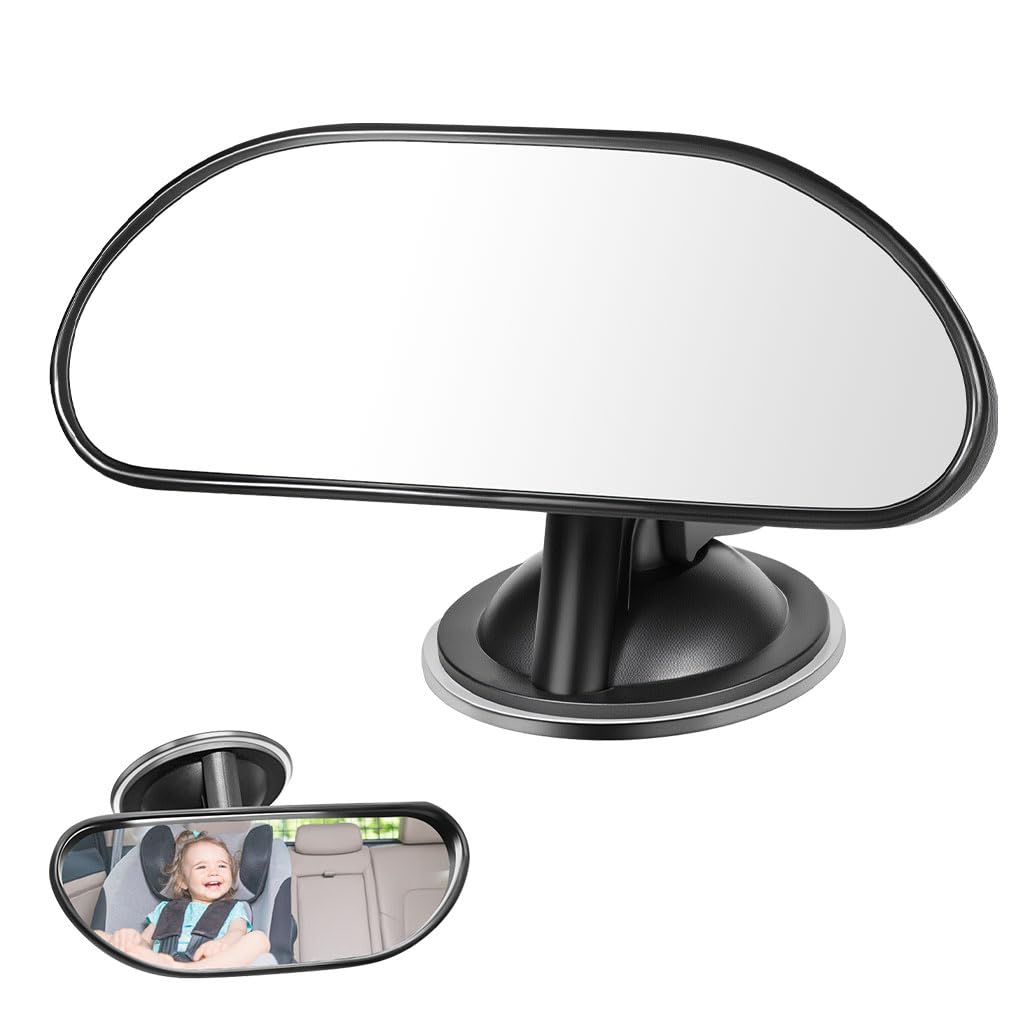STHIRA® Baby Car Rearview Mirror for Monitoring, 360° Adjustable Backseat Mirror with Suction Cup Mount, Flexible Windshield Rear Mirror for Infant Safety Driving, 14.7x5.7cm