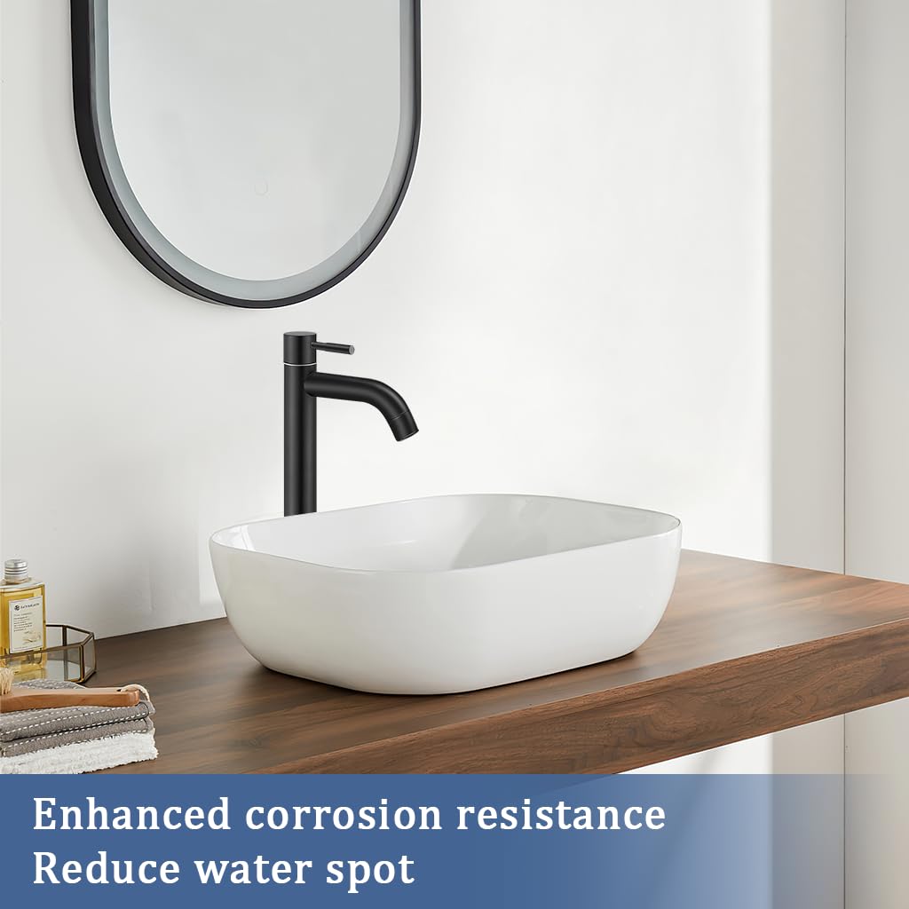 HASTHIP Vanity Basin Faucet for Bathroom Sink with 60cm Flexible Pipe and Single Handle | Stainless Steel Matte Black Finish