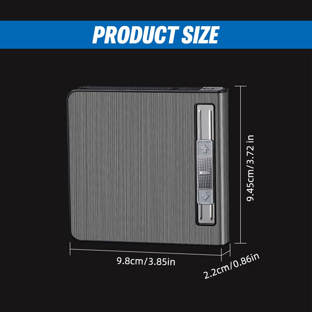 HASTHIP Cigarette Case with Refillable Torch Lighter for Daily Use featuring Brushed Aluminum Alloy Holds 20 Cigarettes