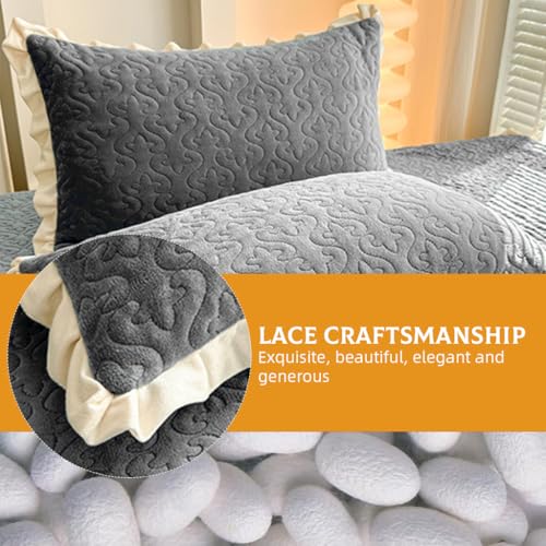 HASTHIP® Velvet Pillow Covers 18 x 29'', Elegant Crinkle Edge Design, Soft Decorative Bedding Pillow Slipcovers for Sofa, Bed, and Home Decor, Pack of 2, Grey