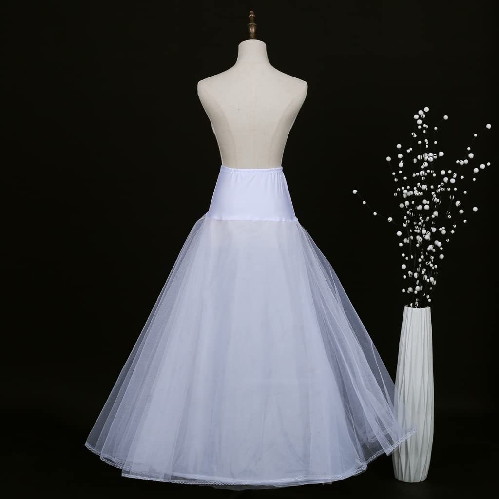 Zibuyu Petticoat for Wedding and Evening Dresses featuring Double Layers Tulle 90 cm Length | White A-Line Underskirt for Women