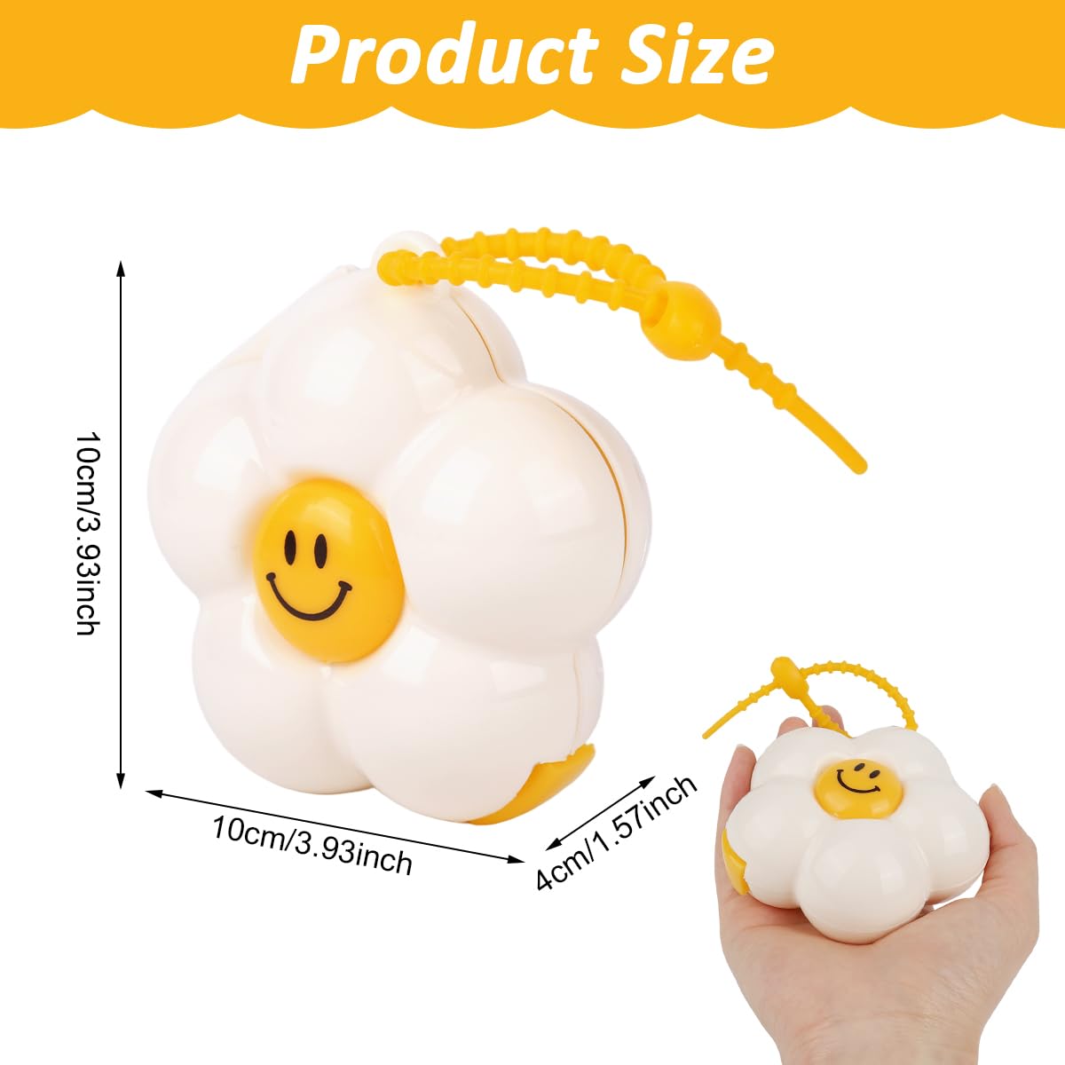 HANNEA Pill Organizer for Travel and Daily Use with 6 Compartments and Silicone Lanyard | Cream White Floral Design