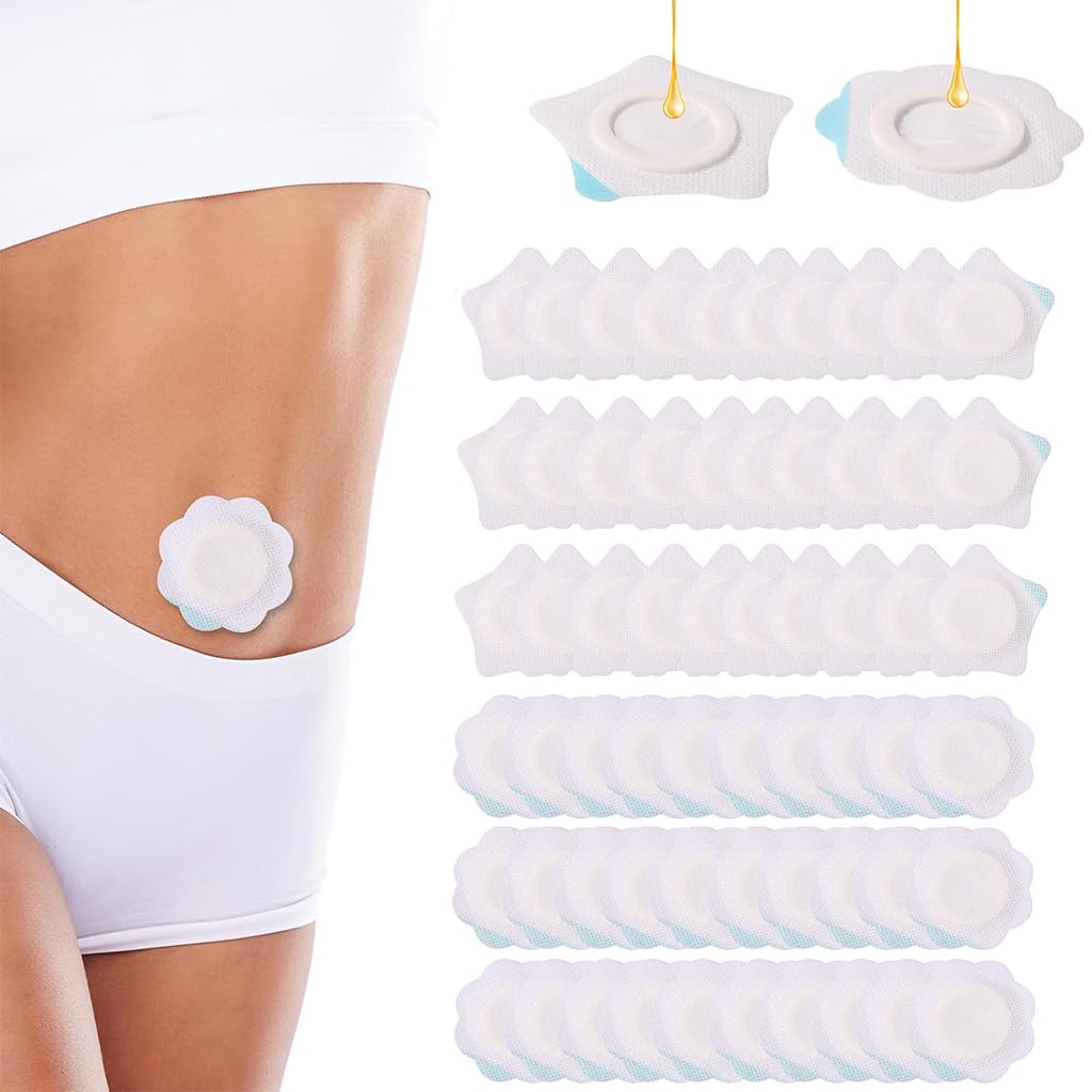 ZIBUYU Castor Oil Belly Wraps for Navel Care with Leakproof Design and 60 Star & Flower Pads