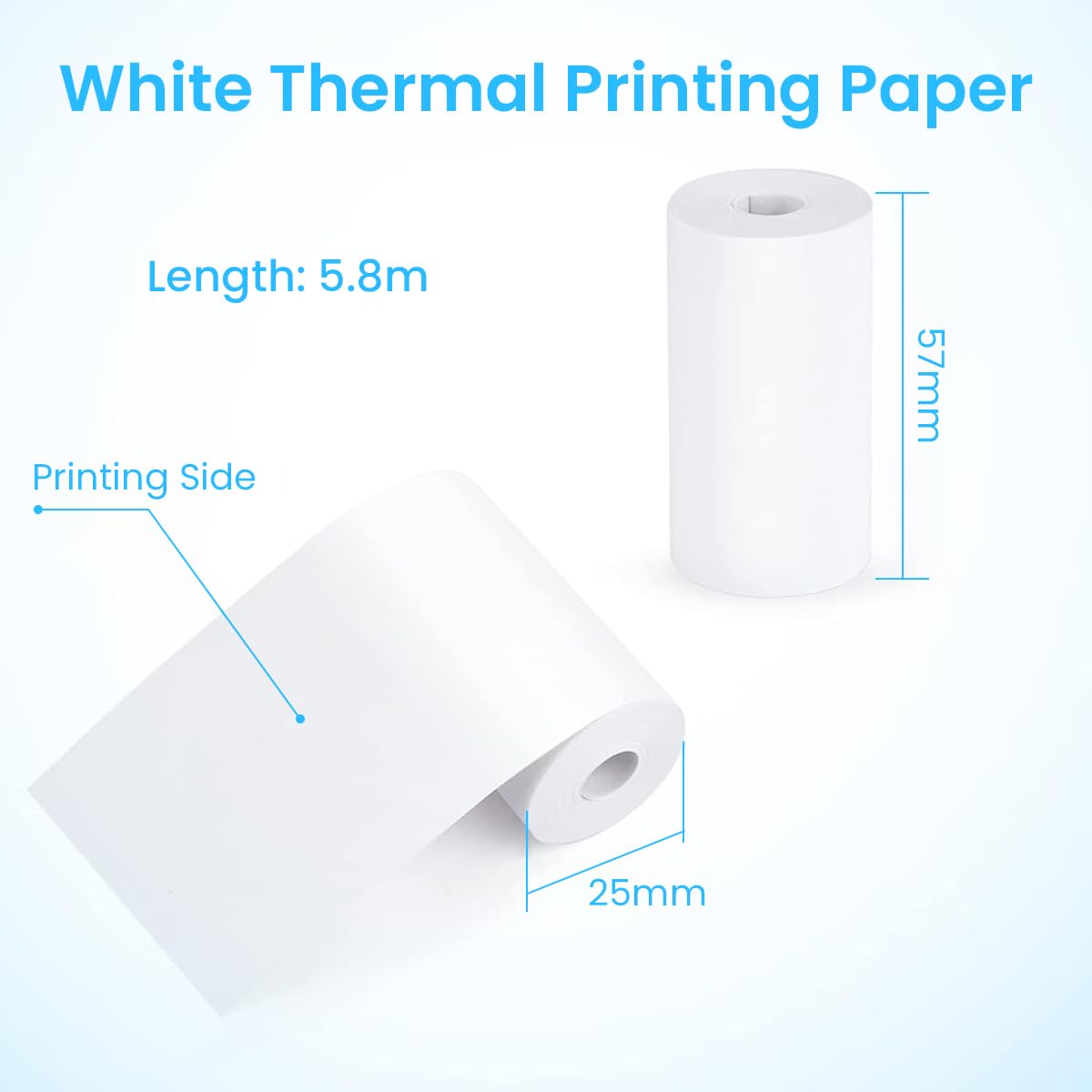 Zeitel Label Sticker Print Paper for Mini Bluetooth Thermal Printers 57x25mm White | 5 Rolls Ink Free Eco Friendly