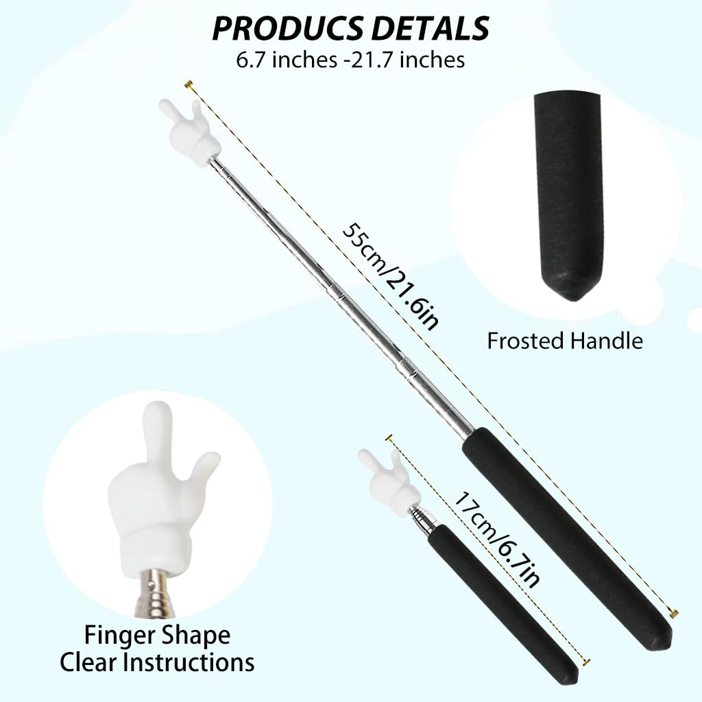 Climberty Telescopic Teachers Pointer for Classroom Use with 6.7–21.7 in Retractable Design and Silicone Handle