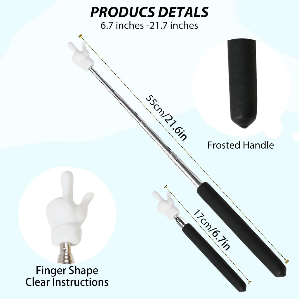 Climberty® Telescopic Teachers Pointer, 6.7 inches -21.6 inches Teaching Pointer, Hand Pointer Extendable Telescopic Pointer for Presentation, Home Tutoring, Elementary Teaching, Classroom (Black)