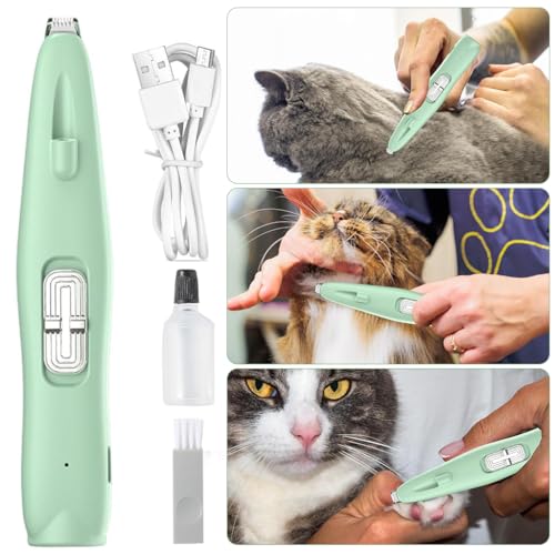 Qpets® Dog Paws Hair Trimmer USB Cordless with UV LED Light Paw Pet Fine for Around Buttocks Wounds Cat Small 3PCS