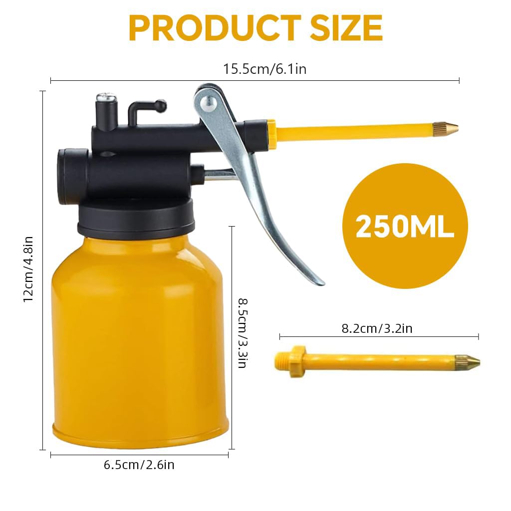 STHIRA Lubricating Oil Can for Bike featuring Pressurized Manual Pump and 250ml Steel Body | Precise Long Nozzle for Engine and Chain Maintenance