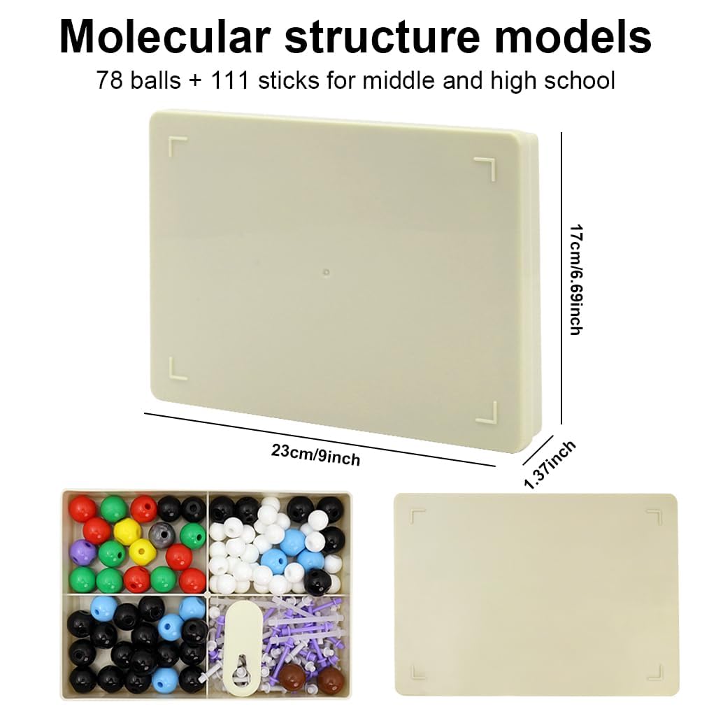 PATPAT® 189Pcs Chemistry Kit Molecular Model Kit, 3D Chemistry Molecular Structure Model Set Ball-and-Stick Models for Chemistry Class, Science Kit for Kids School Supplies Organic Chemistry Learning