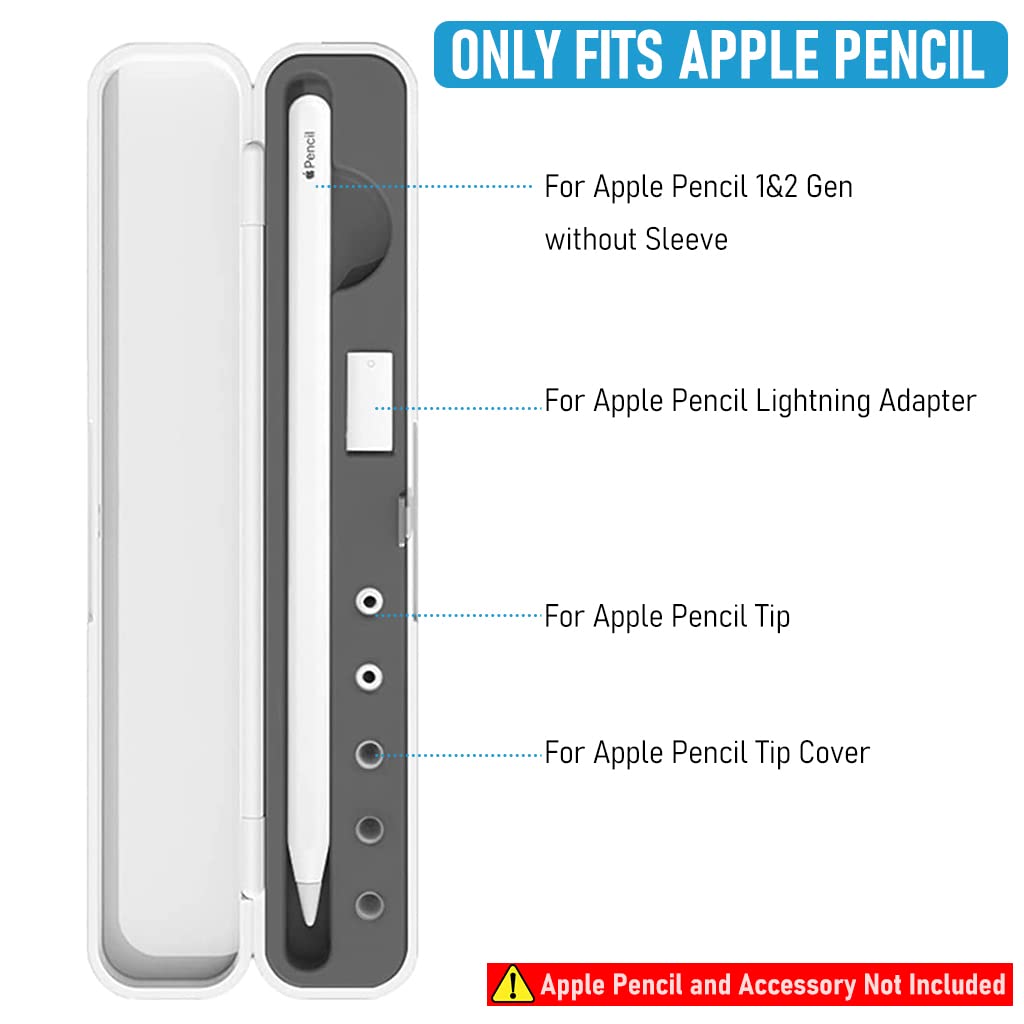 ZORBES Carrying Case for Apple Pencil 1st & 2nd Gen featuring 190×19.5×33mm ABS Shell | Grey Organizer Box with Silicone Storage and Non Slip Base