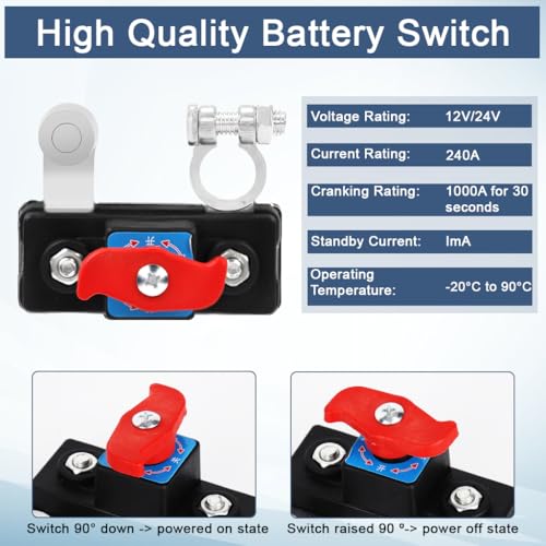 STHIRA® Car Battery Disconnect Switch Manual Automatic Circuit Breaker Anti-Power Off Leakage Protector