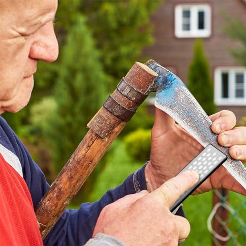 HASTHIP® Knife Sharpener for Kitchen 400/600 Grit Portable Handheld Double Sided Tool Pocket Diamond Sharpening Stone Garden Outdoor Tools Fine Coarse Grinding 2 PCS