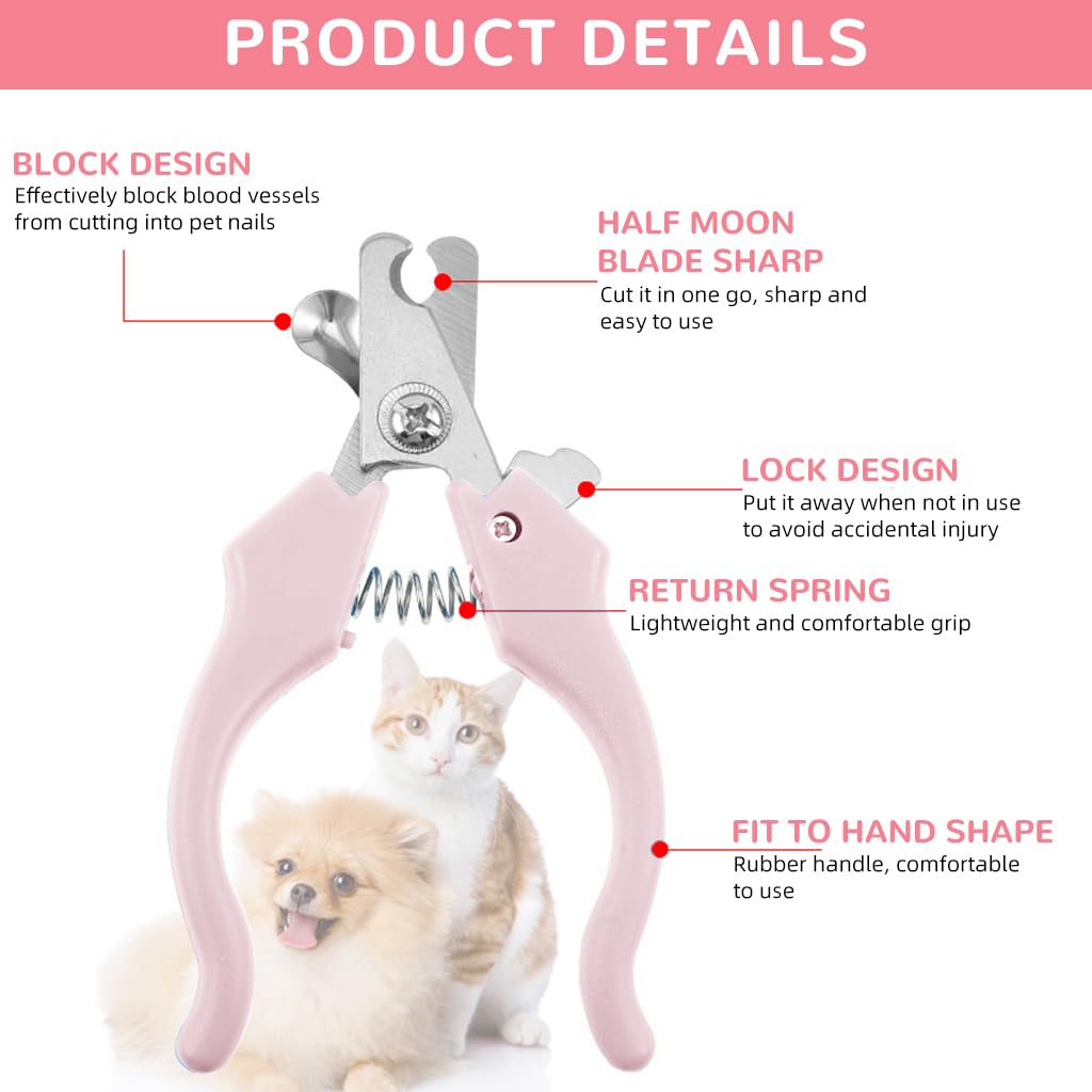 Qpets® Pet Grooming Kit, Dog Grooming Scissors Clippers for Cats Dogs, Pet Hair Trimmer Dog Hair Comb Spring Loaded Stainless Steel Pet Nail Clipper - 4 Pcs